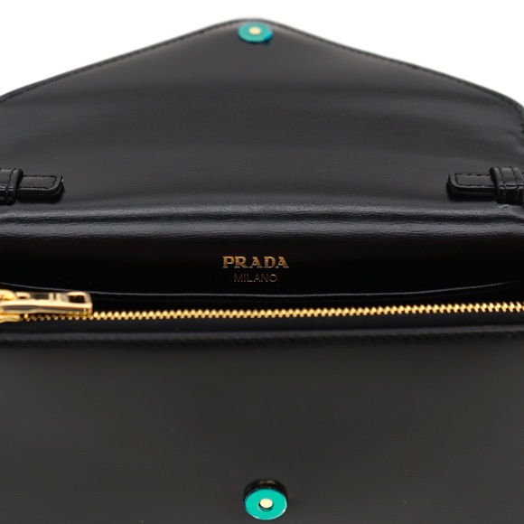 Prada Chain Crossbody 2Way Black Leather 1BD350 New - Picture 7 of 7